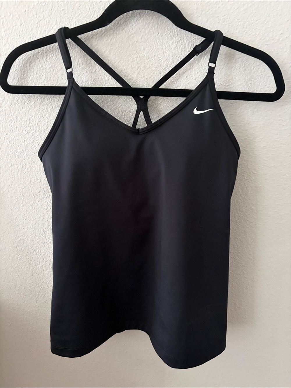 Nike Black Strappy Cross-Back built in bra Sports Tank